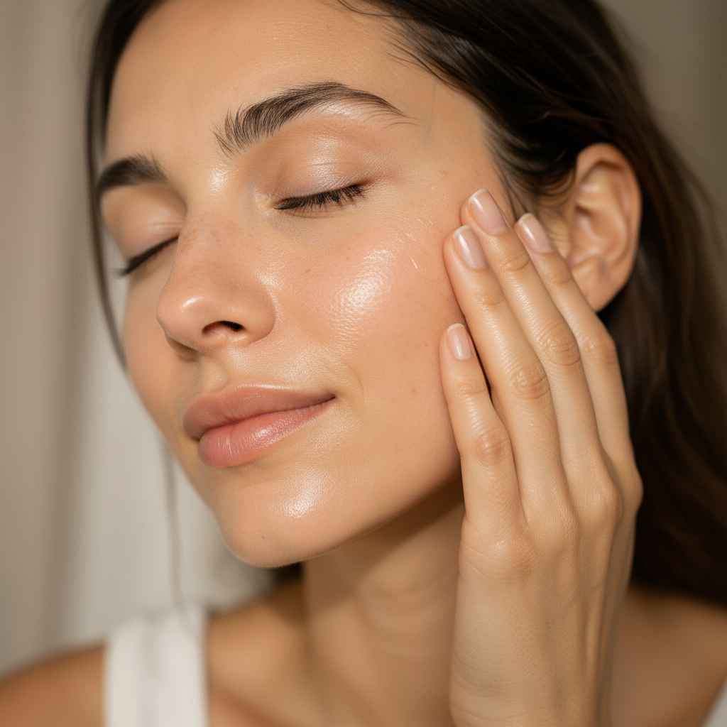 Dewy skin closeup