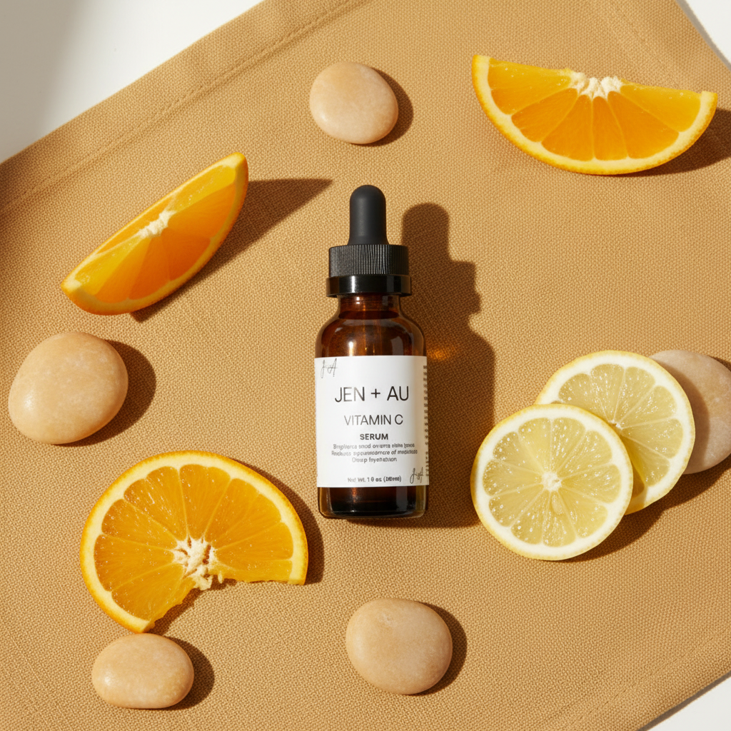 Flat lay citrus linen