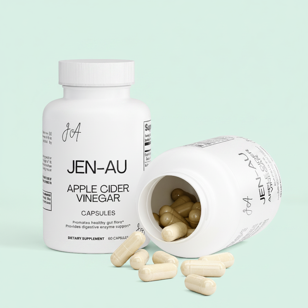 Jen-Au Apple Cider Vinegar with Mint Background