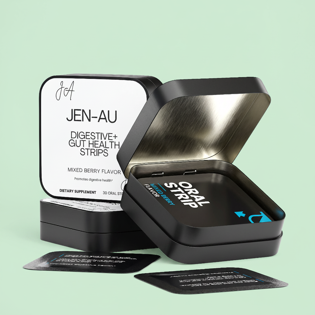 JEN-AU Digestive+ Gut Health Strips – Mint Background
