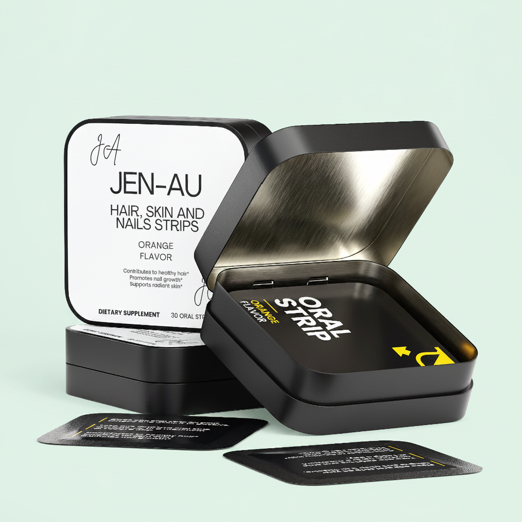 Jen-Au Hair Skin and Nails Strips with Mint Background