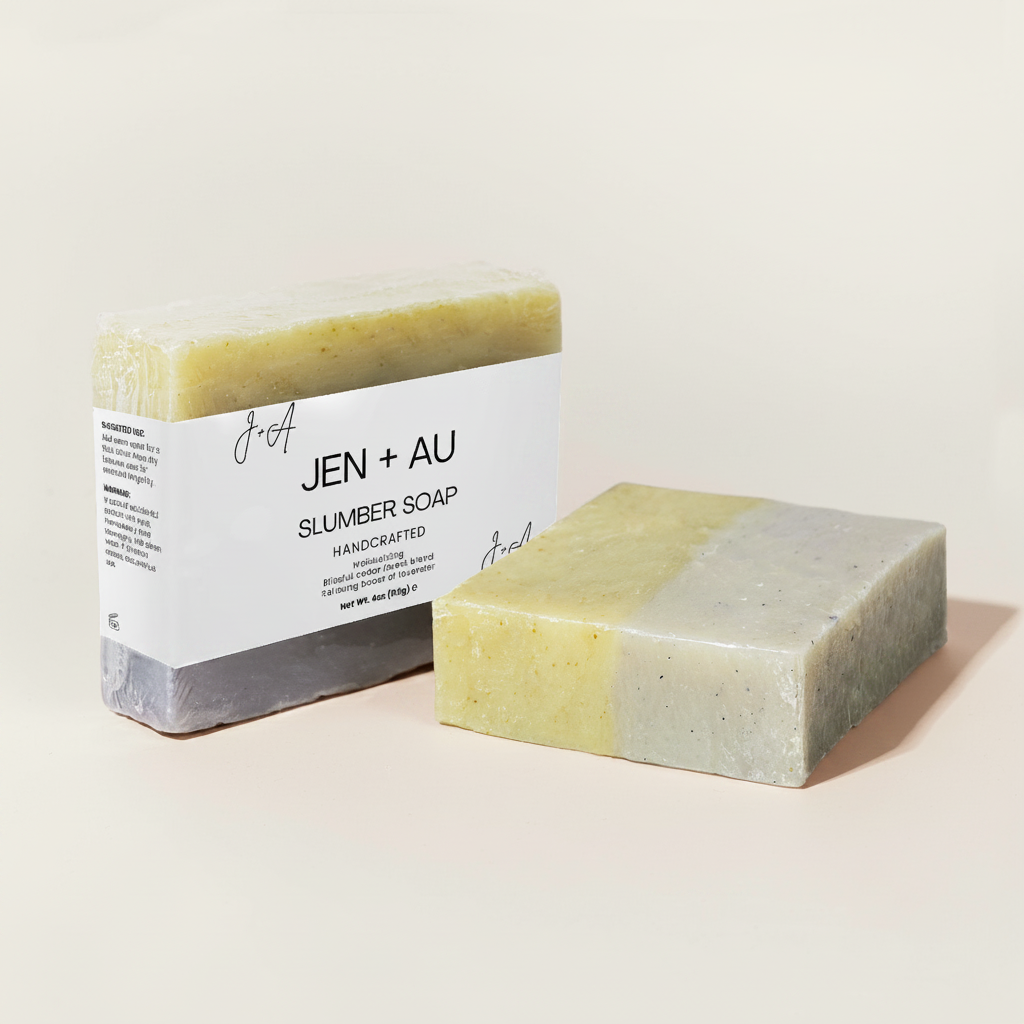 Jen + Au Slumber Soap with cream background