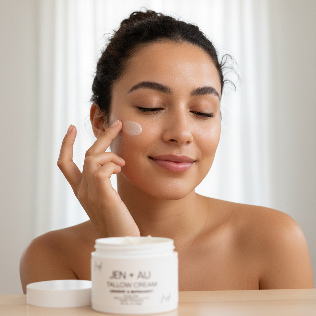Woman applying cheek