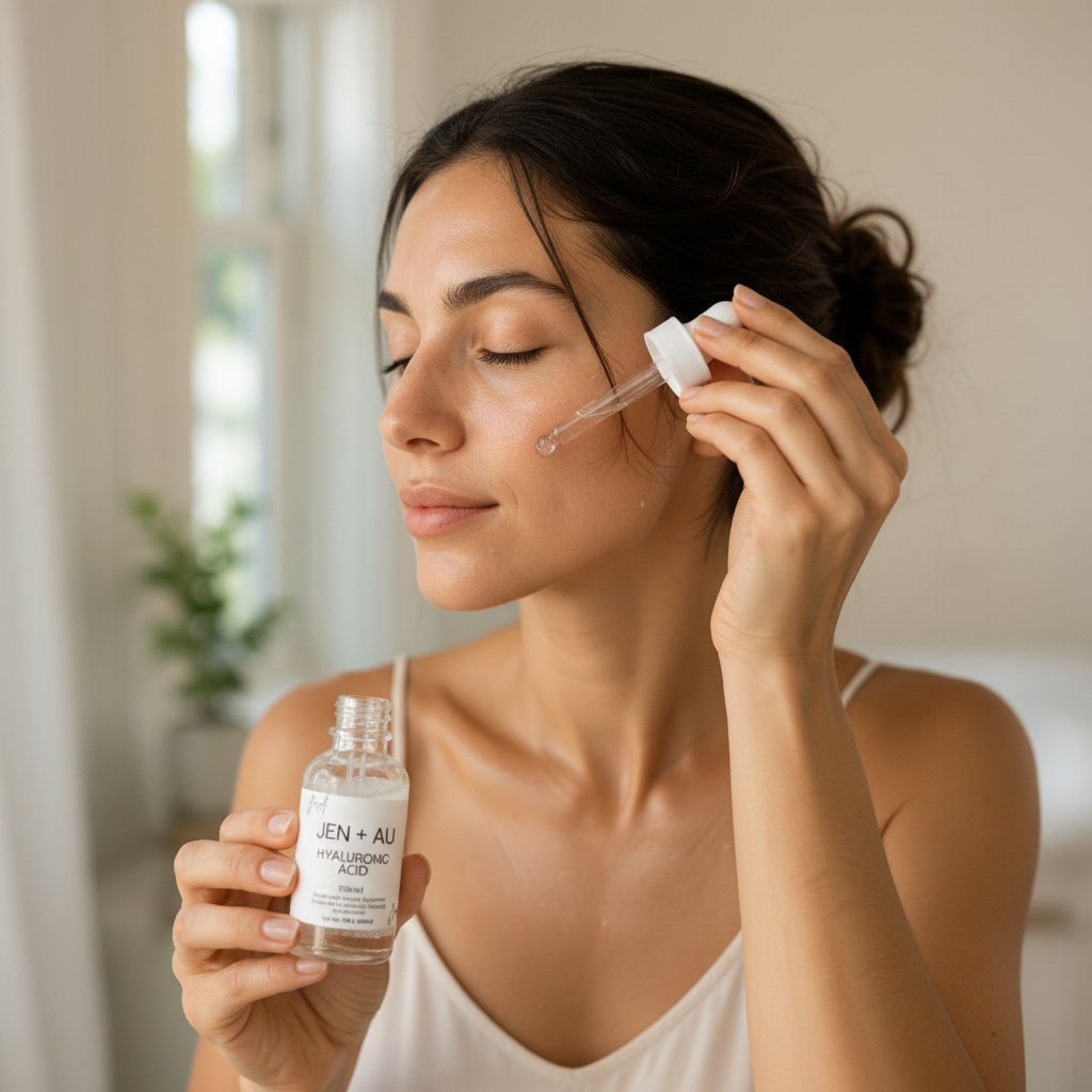 Woman applying drop