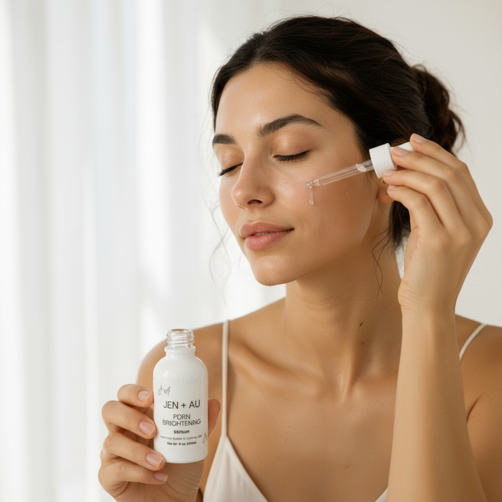 Woman applying drop