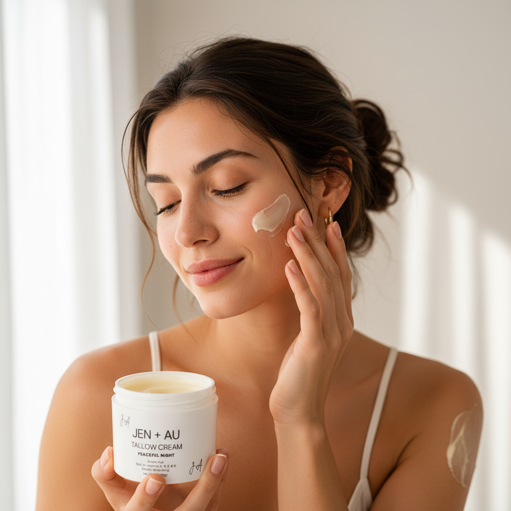 Woman applying face